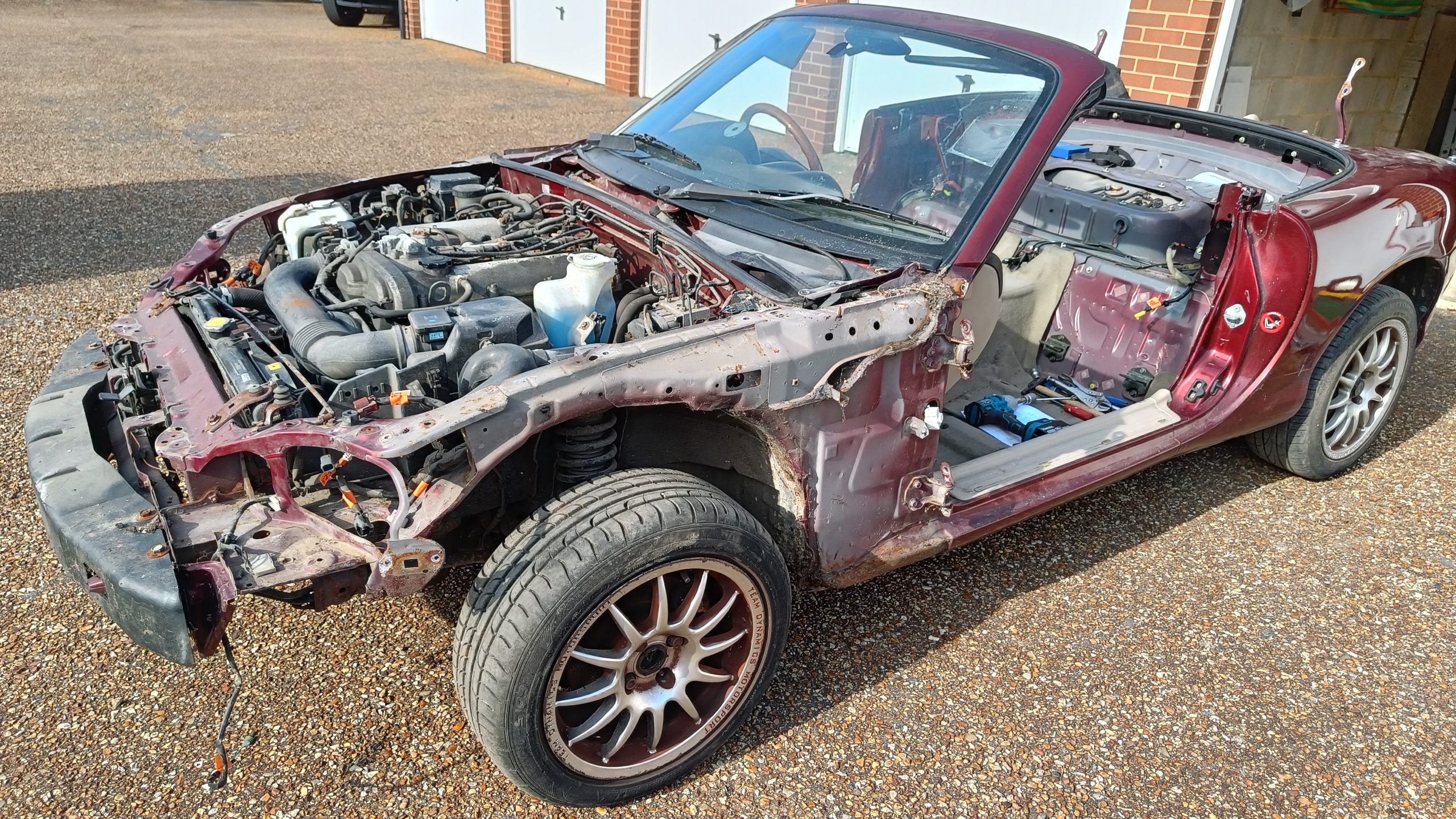 MX-5 with body panels removed.