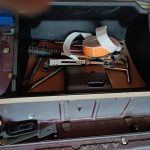 Image of removed glove box being used as a tool box!