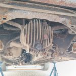 Image of underside rear of MX-5 showing diff ready to remove. The subframe bracing has already been removed.