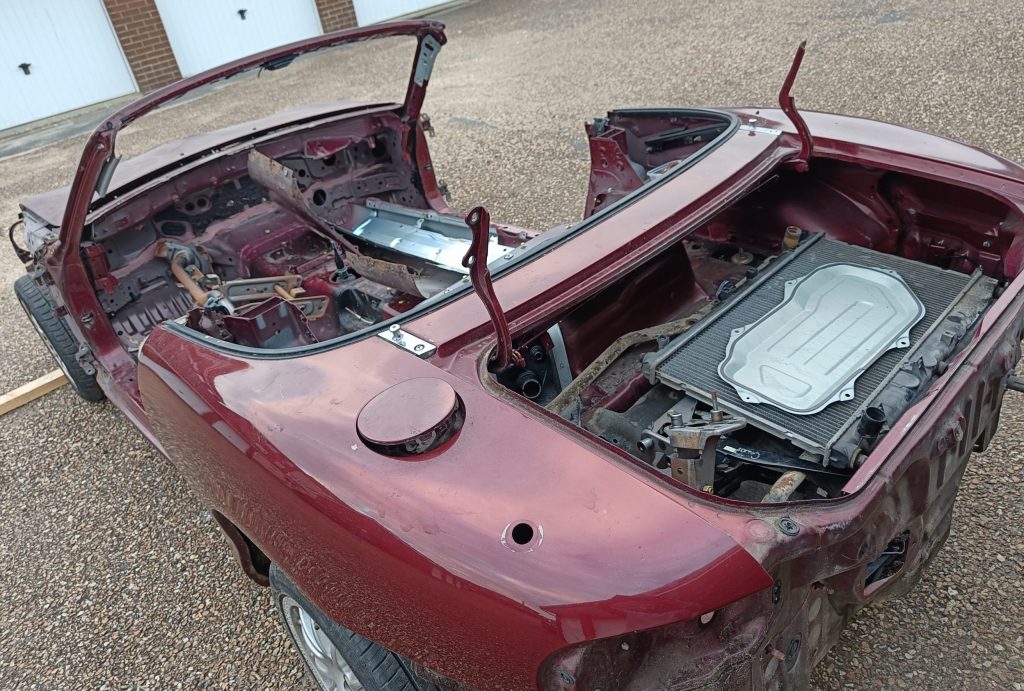 Image of body shell loaded and ready to scrap.
