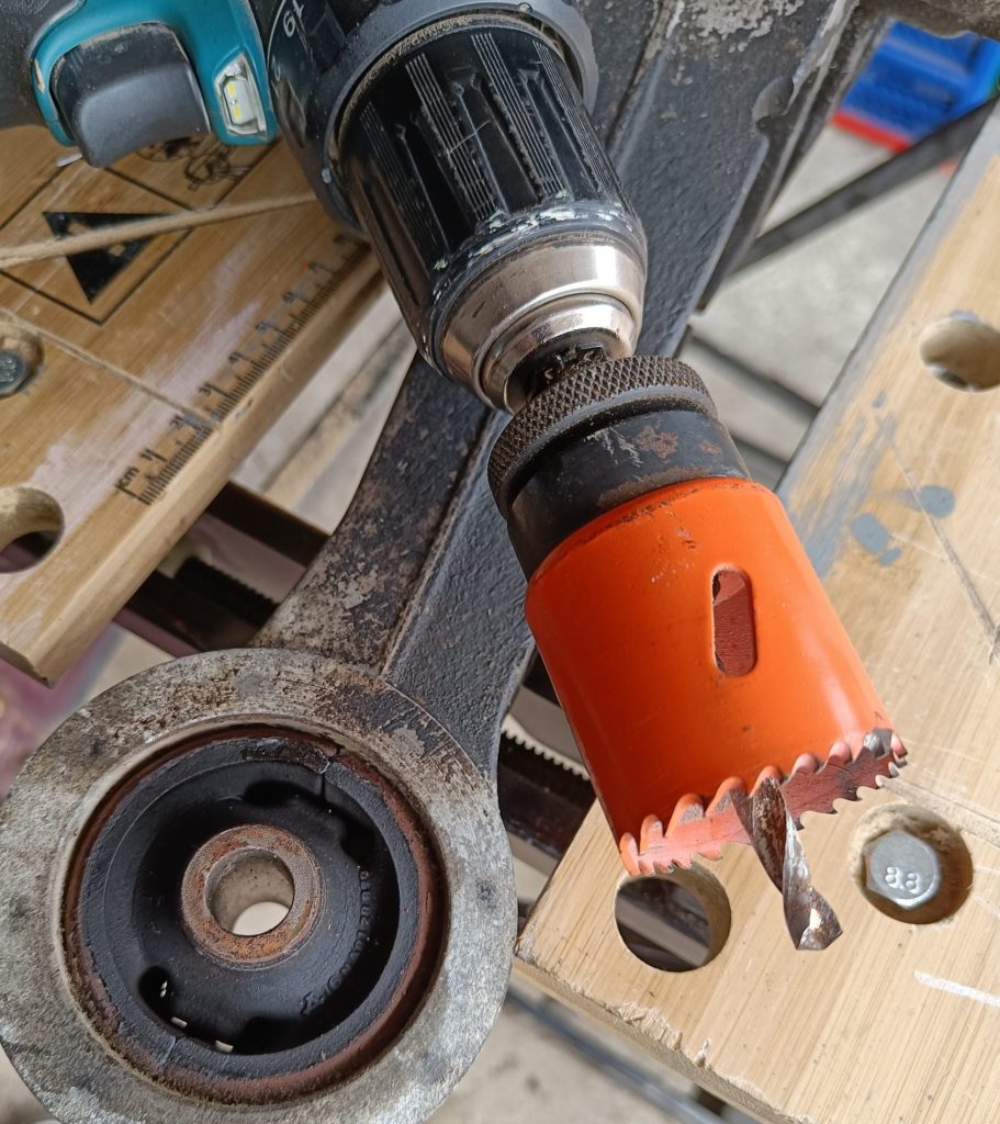 Image of rotary saw drill bit to remove rubber from diff bush.