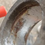 Image of corrosion inside of diff housing bush mounting.