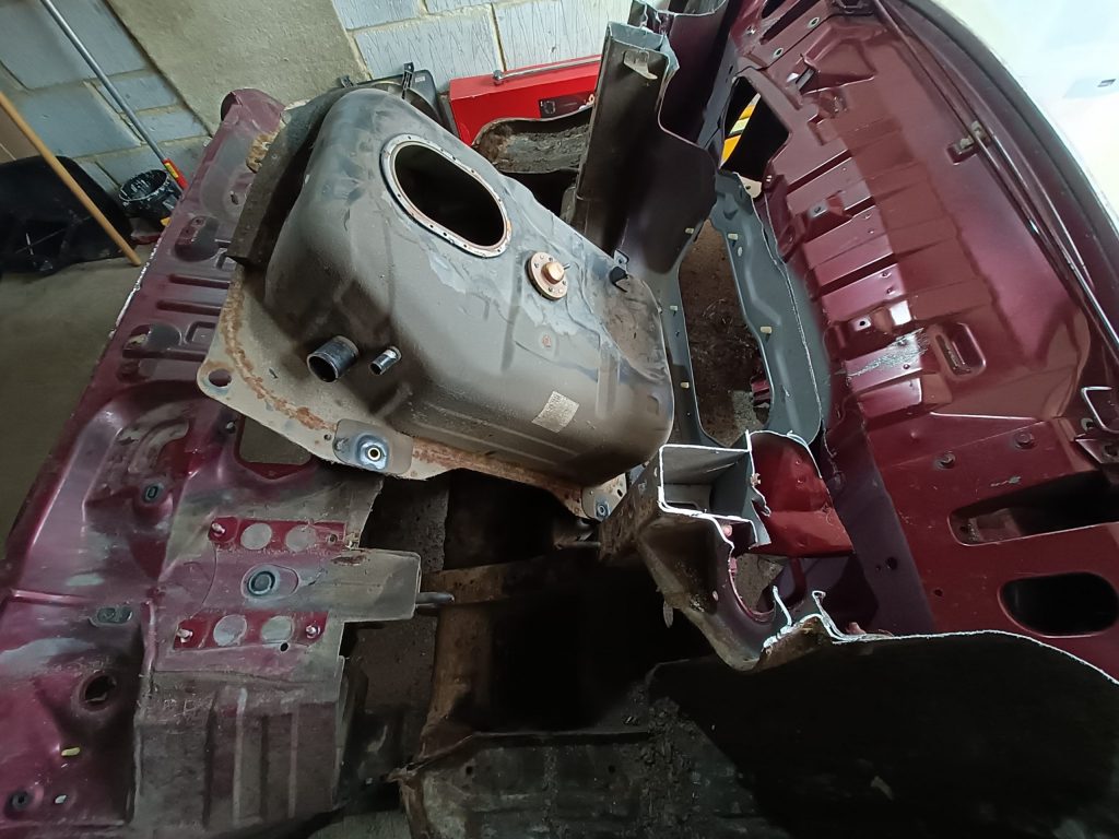 Image of middle and rear sections of MX5 body shell & fuel tank