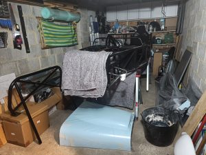 Image of chassis up on the trestles - time to start building!