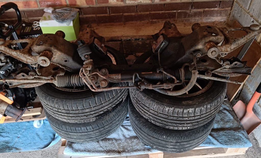 Image of front subframe ready for the scrap man to collect.