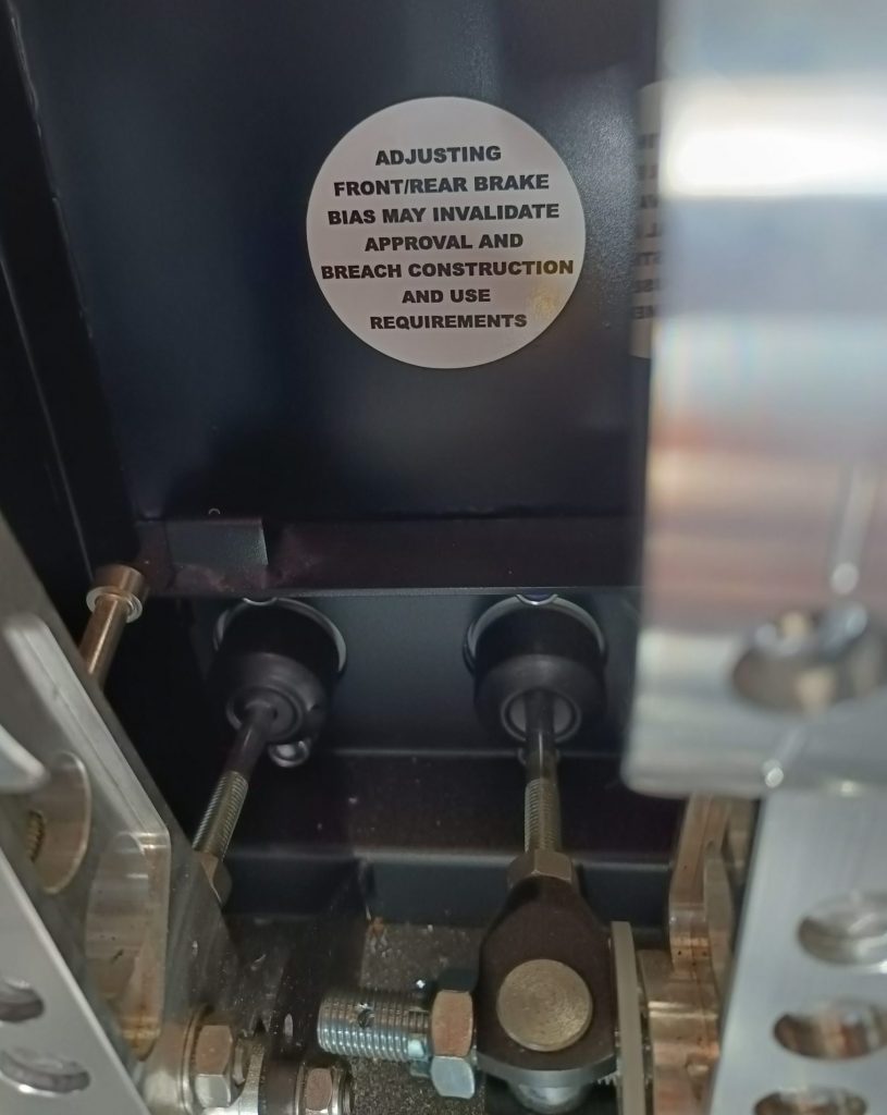 Image of IVA brake bias warning sticker.