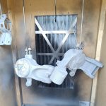 Image of etch primed rear uprights and fuel filter bracket.
