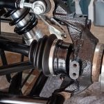 Image of outer CV joint end of nearside driveshaft fitted into hub.