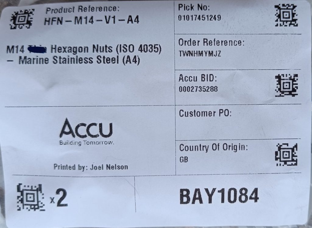 Image of steering rack lock nut specification