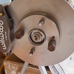 Image of fitted O/S Wilwood brake caliper fand disc.