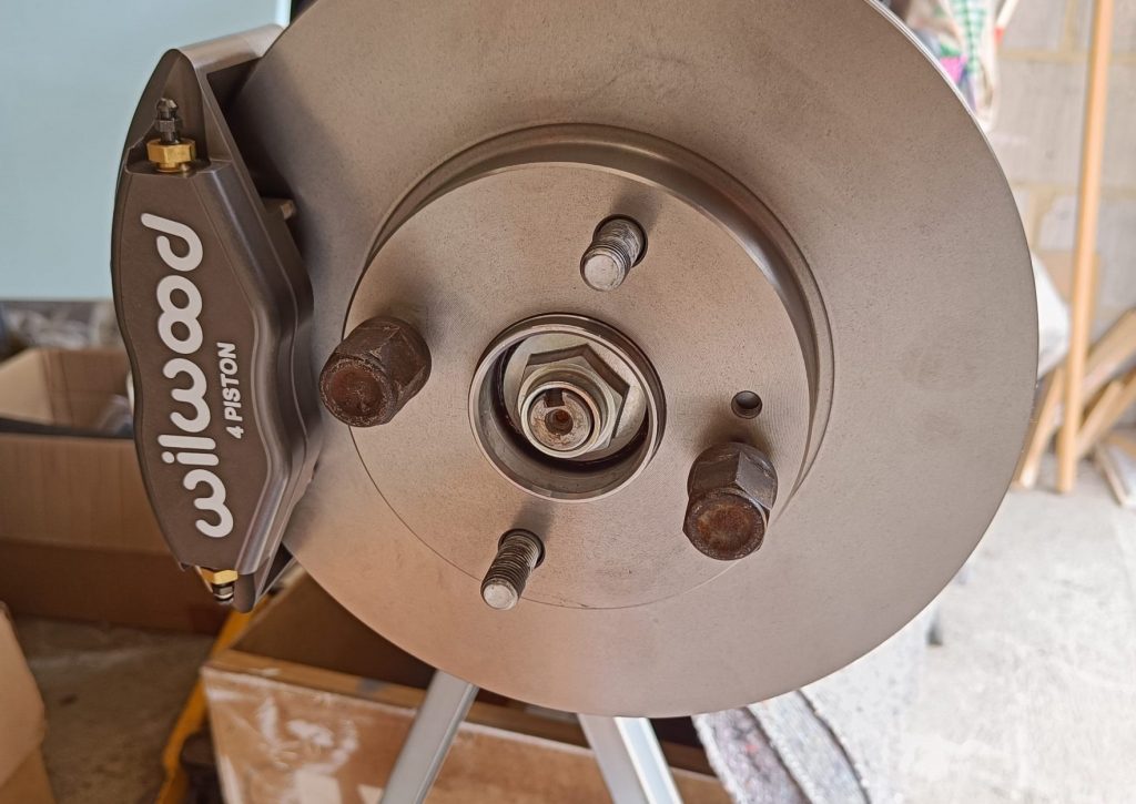 Image of fitted O/S Wilwood brake caliper fand disc.