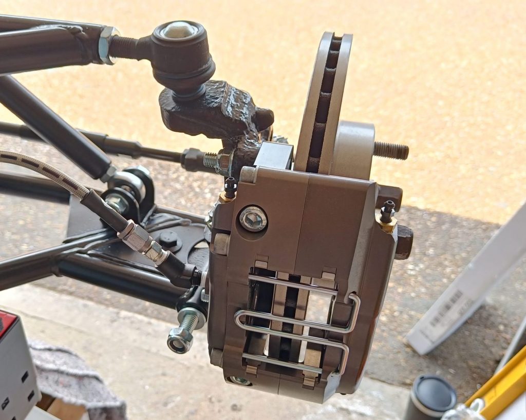 Image of fitted O/S Wilwood brake caliper fand disc.