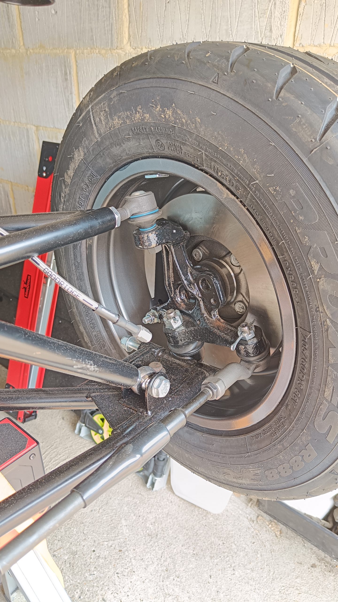 Image of NS front wheel fitted for the first time.