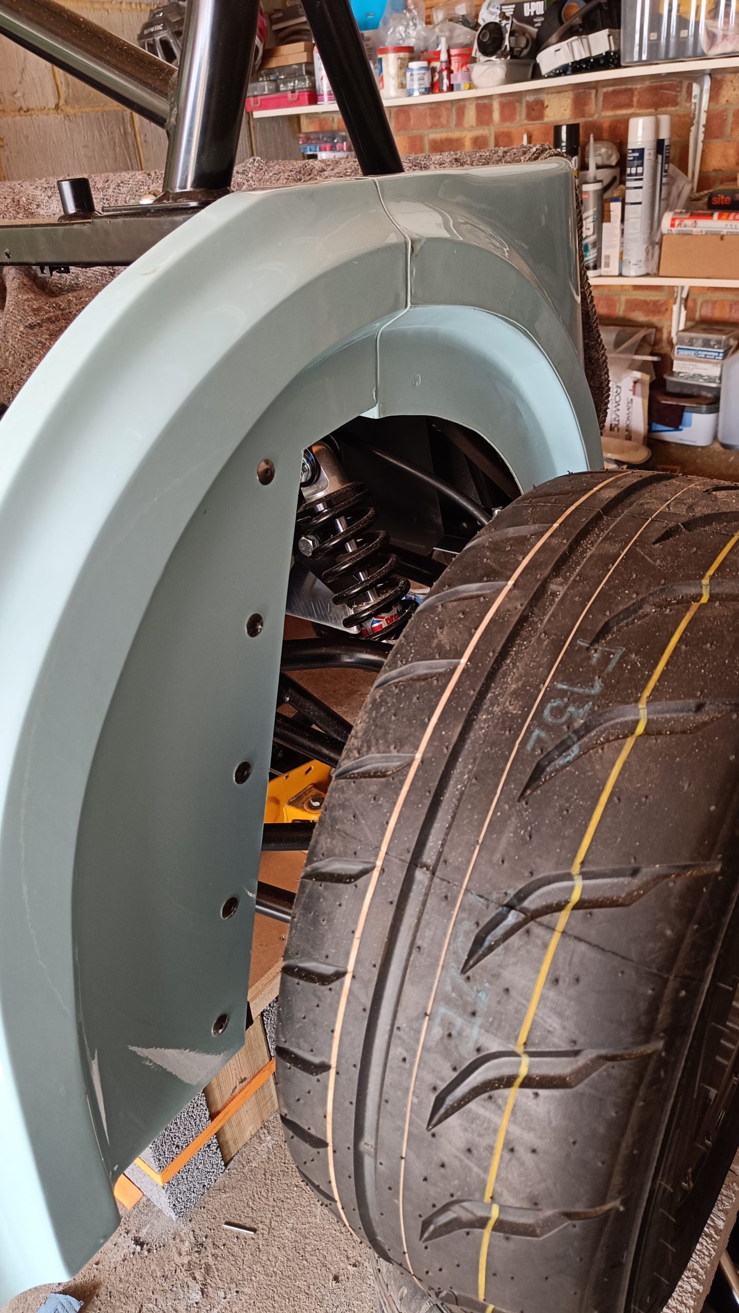 Image of rear tub upper fitment done - just requires the three bolts through the chassis on each side.