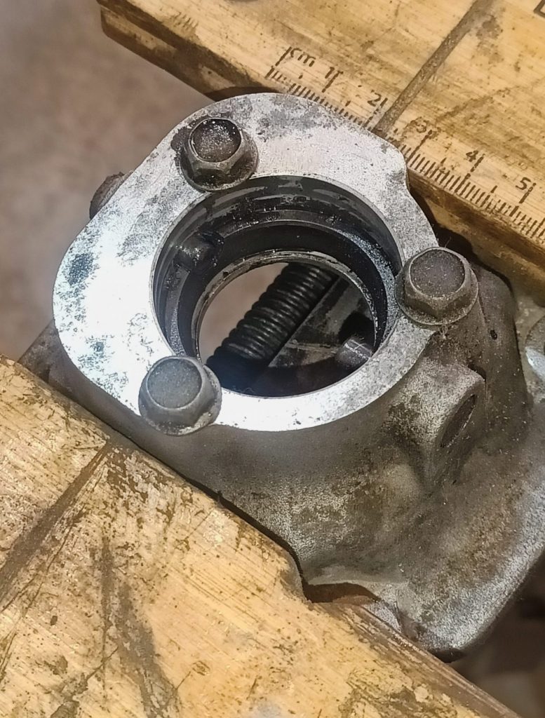Image of shifter turrent clamped ready to tap pins back.