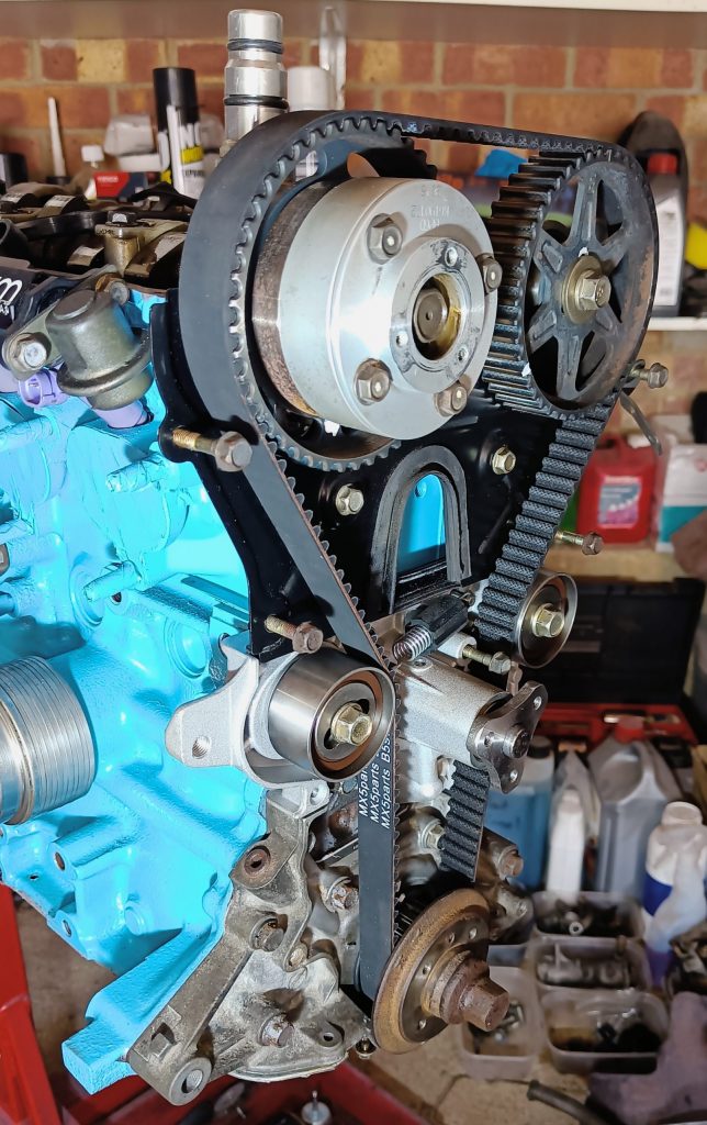 Image of newly installed timing belt & water pump, all timed and ready to go!