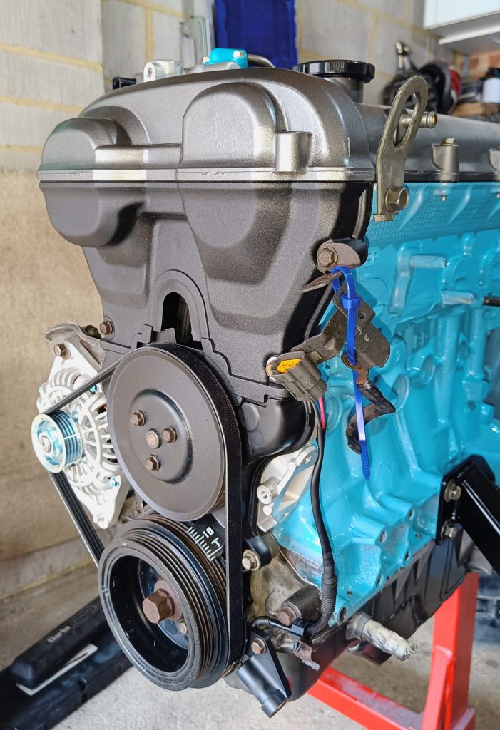 Image of engine just before installation with alternator fitted.