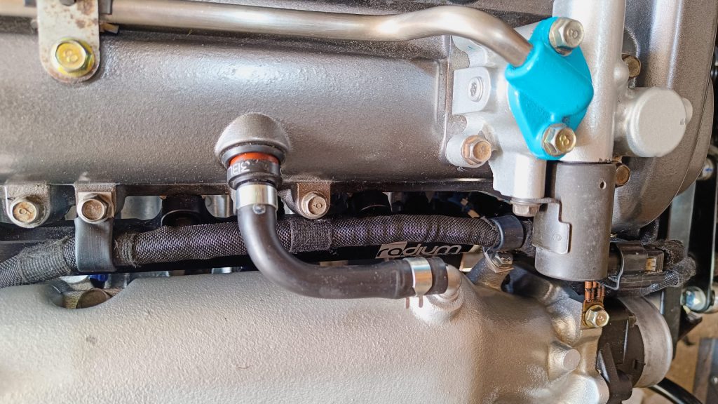 Image of installed engine loom and P clamps.