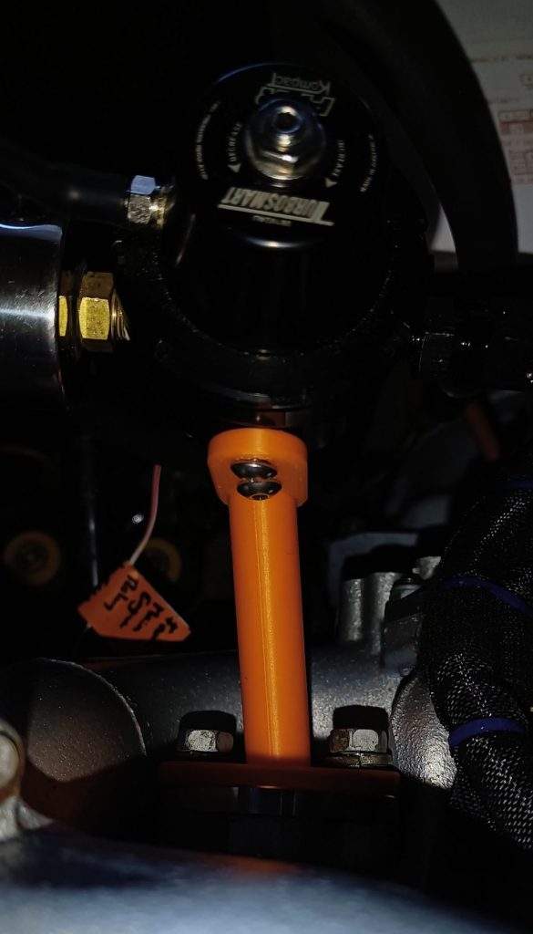 Top view of prototype 3D printed FPR support bracket.