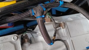 Image of speed sensor, reverse switch and neutral switch loom connections.