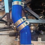 Image of intercooler connection to inlet manifold.